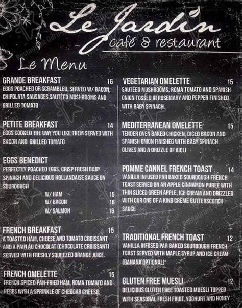 le jardin cafe menu.